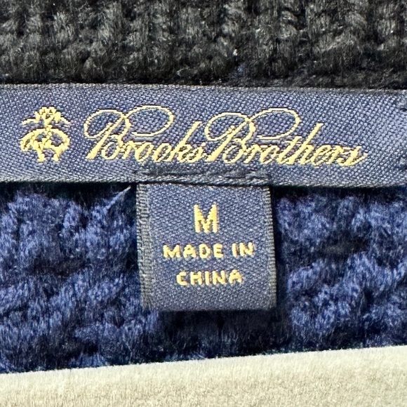 Brooks Brothers Women's Size Medium Wool Striped Chunky Knit Sweater Blue Black - Picture 3 of 5